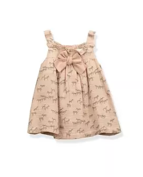 Платье для девочки с принтом сафари и бантом BABID, лосось