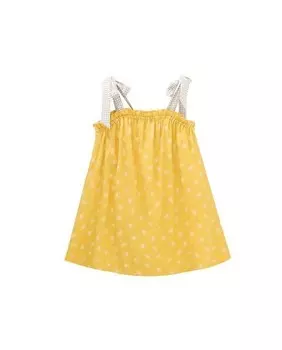 Платье для девочки с принтом «солнце» и контрастными бретелями Dadati, горчичный