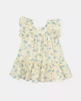 Платье для девочки с принтом желтого кита Tutto Piccolo, жёлтый