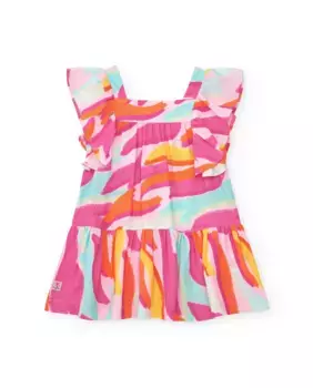 Платье для девочки с разноцветным принтом и рюшами Tuc tuc, многоцветный