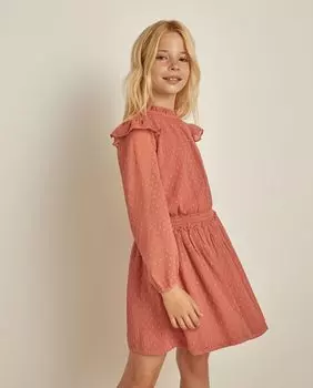 Платье для девочки с резинкой на талии и длинными рукавами Coconut El Corte Ingls, розовый