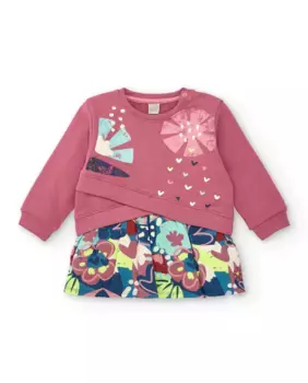 Платье для девочки с розовым свитшотом и юбкой с принтом Tuc tuc