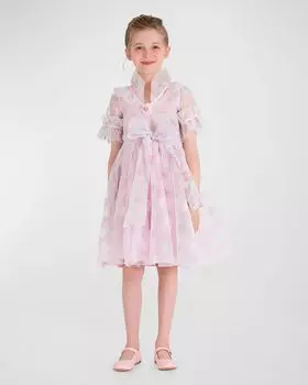 Платье для девочки с рюшами и цветком пиона, размер 3T-10 Mama Luma, цвет Pink