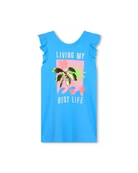 Платье для девочки с рюшами и рисунком спереди Billieblush, светло-голубой