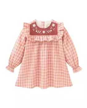 Платье для девочки с рюшами и вышивкой розового цвета Dadati, розовый