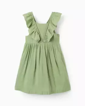 Платье для девочки с рюшами и V-образной спиной Zippy, светло-зеленый
