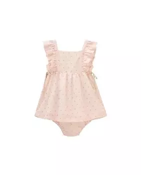 Платье для девочки с рюшами и принтом в горошек Dadati, розовый