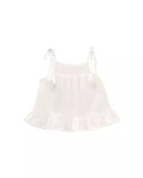 Платье для девочки с рюшами и бретелями с кисточками Dadati, белый
