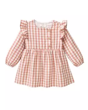 Платье для девочки с рюшами в розово-белую клетку Dadati, розовый