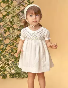 Платье для девочки с сотами и трусиками в тон Gocco, белый