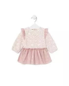 Платье для девочки с тюлем и принтом Kaos Tous, розовый