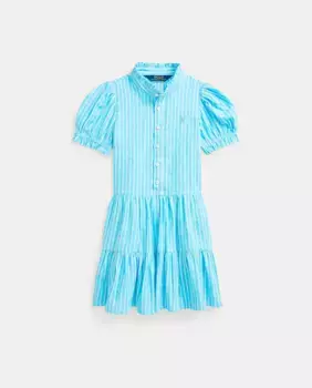Платье для девочки с вырезом и короткими рукавами Polo Ralph Lauren, синий