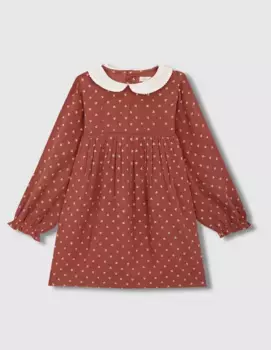 Платье для девочки с вышивкой и детским воротником Gocco, оранжевый