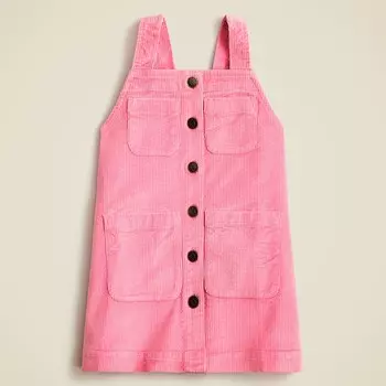 Платье для девочки с застежкой на пуговицы спереди из вельвета с широким рубчиком J.Crew, розовый