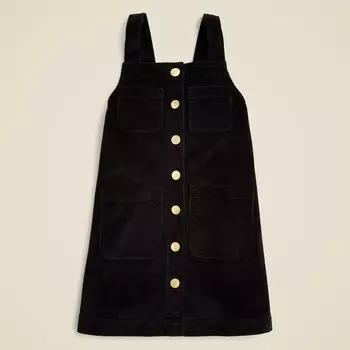 Платье для девочки с застежкой на пуговицы спереди из вельвета с широким рубчиком J.Crew, черный