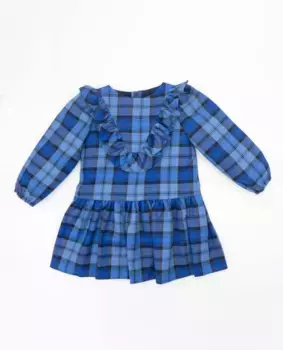 Платье для девочки синего цвета с клетчатым принтом Fina Ejerique
