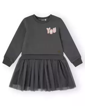 Платье для девочки темно-серого цвета с тюлем Canada House