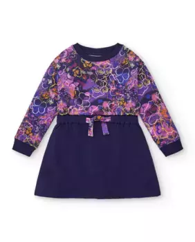 Платье для девочки темно-синего цвета с цветочным принтом Tuc tuc