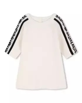 Платье для девочки трикотажной вязки с жаккардовыми рукавами Marc Jacobs, цвет Natural