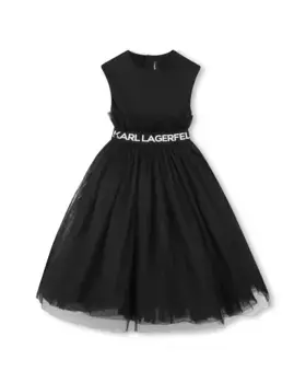 Платье для девочки в черном цвете без рукавов Karl Lagerfeld Kids, чёрный