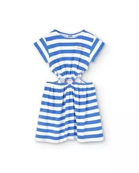 Платье для девочки в голубую полоску с коротким рукавом Charanga, мультиколор