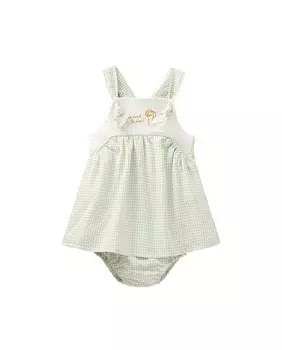 Платье для девочки в клетчатую клетку с трусиками в тон Dadati, светло-зеленый