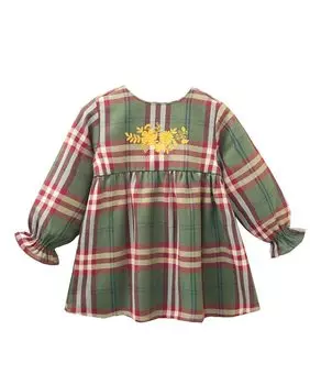 Платье для девочки в клетку из хлопка Dadati, зеленый