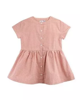 Платье для девочки в клетку на кнопках Knot, коричневый