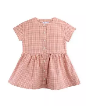 Платье для девочки в клетку на кнопках KNOT, коричневый