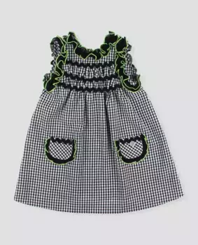 Платье для девочки в клетку с карманами Foque, чёрный
