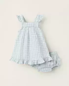 Платье для девочки в клетку с подходящими трусиками Zippy, голубой