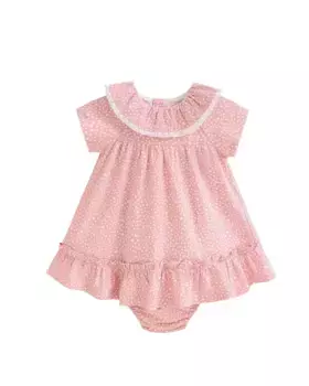 Платье для девочки в неправильный горошек и трусики в тон Dadati, цвет Rosa