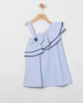 Платье для девочки в полоску с оборками Coco Acqua, голубой