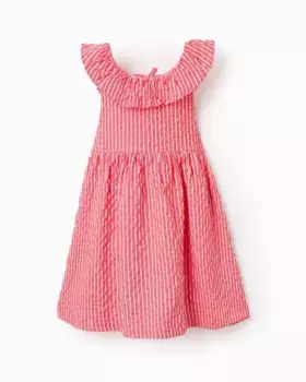 Платье для девочки в полоску с оборками Zippy, красный