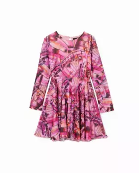 Платье для девочки в сочетании с крыльями бабочки Desigual, цвет Fucsia