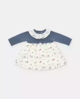 Платье для девочки в сочетании с фантазийным принтом синего цвета Martn Aranda, цвет Azul ndigo