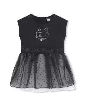 Платье для девочки в сочетании с тюлевой юбкой Karl Lagerfeld Kids, черный