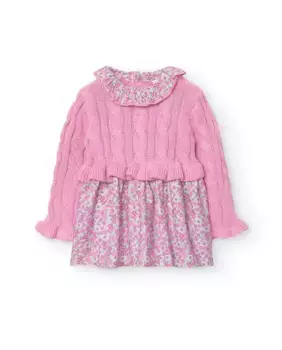 Платье для девочки в сочетании с рюшами на шее Boboli, розовый