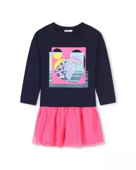 Платье для девочки в сочетании с тюлевой юбкой Billieblush, темно-синий