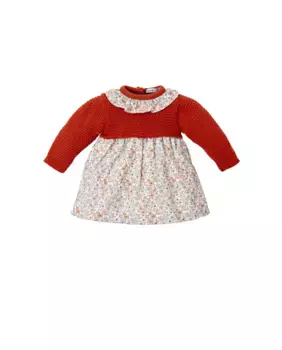 Платье для девочки в сочетании с рюшами на шее BABID, красный