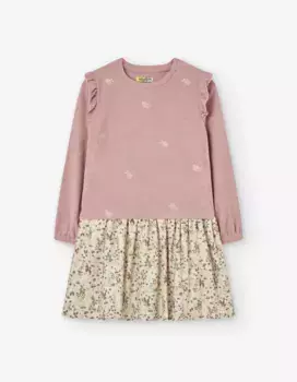 Платье для девочки в сочетании с рюшами и юбкой с принтом Losan, розовый
