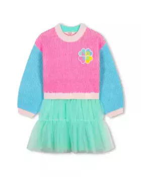 Платье для девочки в сочетании с тюлевой юбкой Billieblush, мультиколор