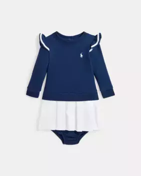Платье для девочки в сочетании с юбкой с принтом Polo Ralph Lauren, тёмно-синий