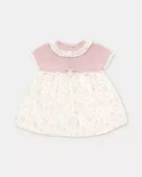 Платье для девочки в сочетании с розовым цветочным принтом Martn Aranda, цвет Nude