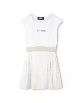 Платье для девочки в сочетании с эластичной талией Karl Lagerfeld Kids, белый