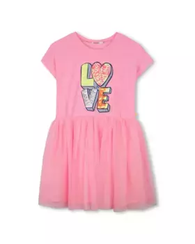 Платье для девочки в сочетании с рисунком спереди Billieblush, розовый
