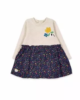 Платье для девочки в сочетании с цветочным принтом Tuc tuc, бежевый