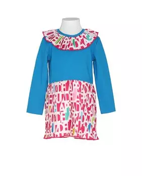 Платье для девочки в сочетании с плиссированным логотипом AGATHA RUIZ DE LA PRADA, синий