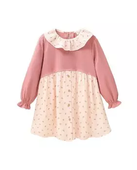 Платье для девочки в сочетании с вязаным муслином и розовыми веточками Dadati, розовый