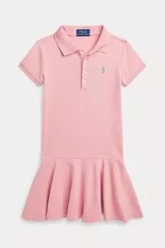 Платье для девочки в стиле поло из 100% хлопка Polo Ralph Lauren, розовый